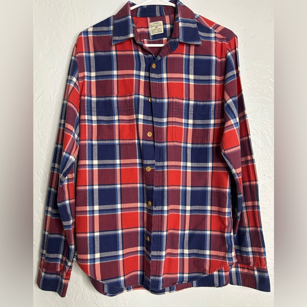 J. Crew Red and Blue Plaid Flannel Casual Shirt